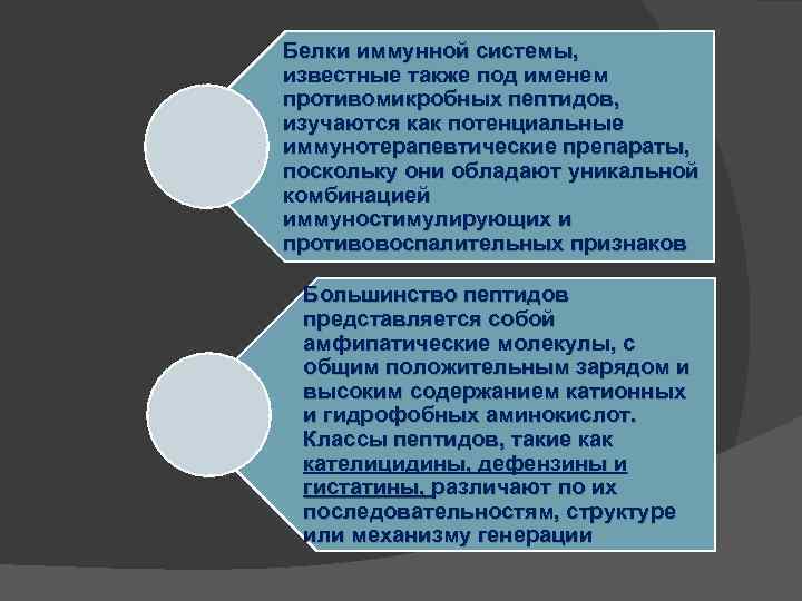 Белки иммунной системы, известные также под именем противомикробных пептидов, изучаются как потенциальные иммунотерапевтические препараты,