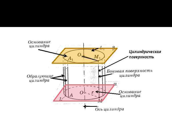 Цилиндрическая поверхность – это отрезки прямых, заключенные между плоскостями α и β Цилиндрическая поверхность
