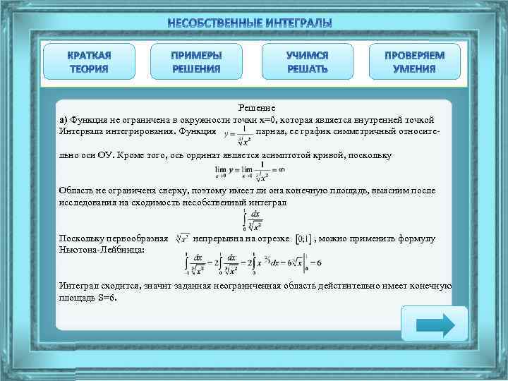 Решение а) Функция не ограничена в окружности точки х=0, которая является внутренней точкой Интервала