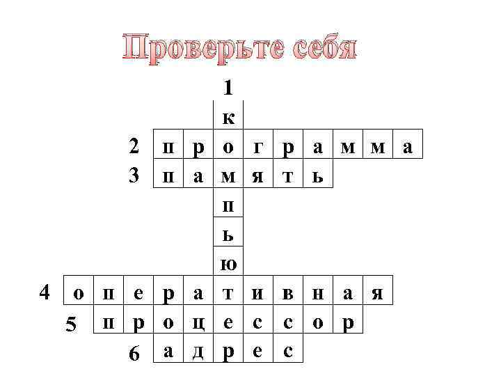 Проверьте себя 2 п р 3 п а 4 о п е р а