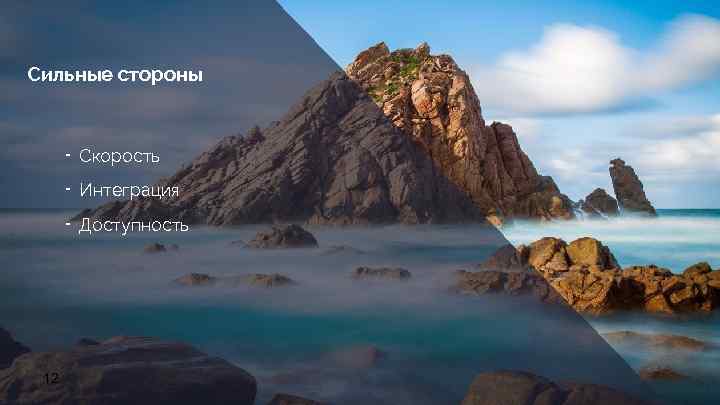 Сильные стороны ╺ Скорость ╺ Интеграция ╺ Доступность 12 