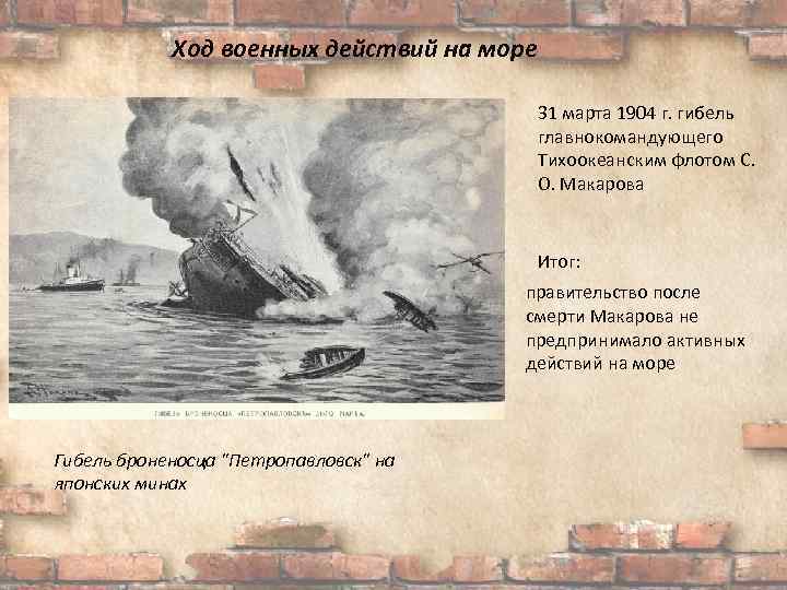 Ход военных действий на море 31 марта 1904 г. гибель главнокомандующего Тихоокеанским флотом С.