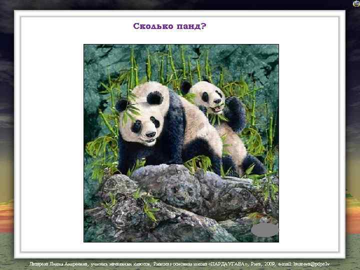 Сколько панд? Лазарева Лидия Андреевна, учитель начальных классов, Рижская основная школа «ПАРДАУГАВА» , Рига,