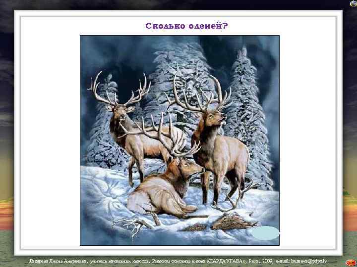 Сколько оленей? Лазарева Лидия Андреевна, учитель начальных классов, Рижская основная школа «ПАРДАУГАВА» , Рига,
