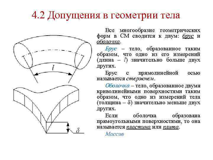 4. 2 Допущения в геометрии тела Все многообразие геометрических форм в СМ сводится к