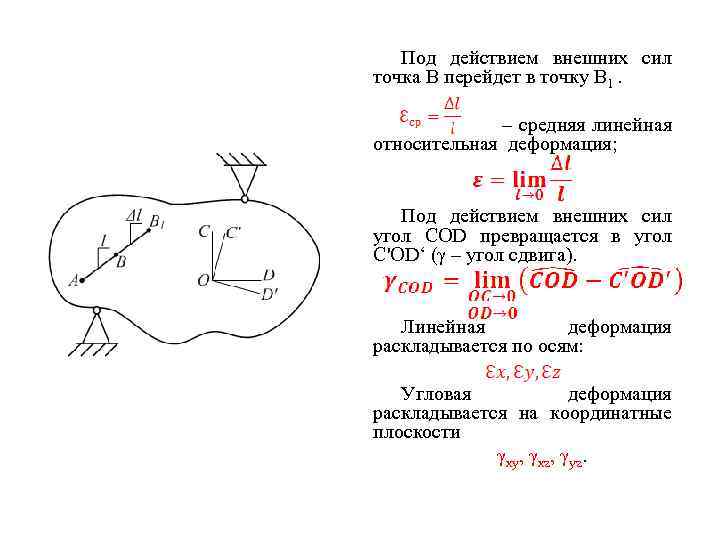 Под действием внешних сил точка В перейдет в точку В 1. – средняя линейная