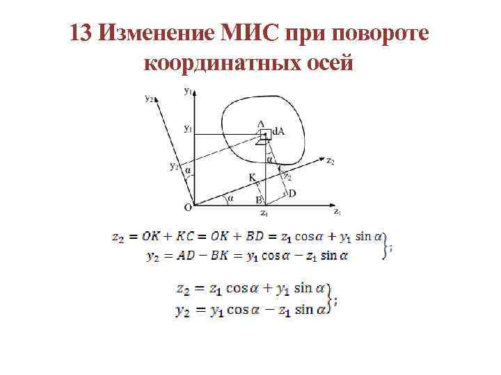 13 Изменение МИС при повороте координатных осей 