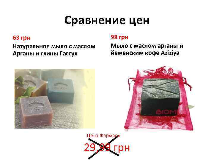 Сравнение цен 63 грн Натуральное мыло с маслом Арганы и глины Гассул 98 грн