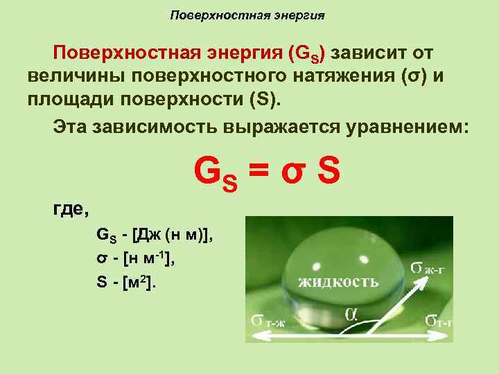 Почему поверхностное натяжение зависит