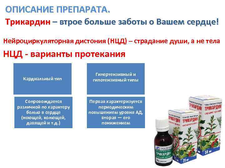  ОПИСАНИЕ ПРЕПАРАТА. Трикардин – втрое больше заботы о Вашем сердце! Нейроциркуляторная дистония (НЦД)