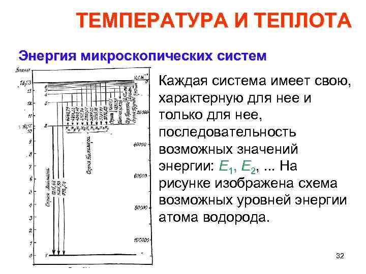 ТЕМПЕРАТУРА И ТЕПЛОТА Энергия микроскопических систем Каждая система имеет свою, характерную для нее и