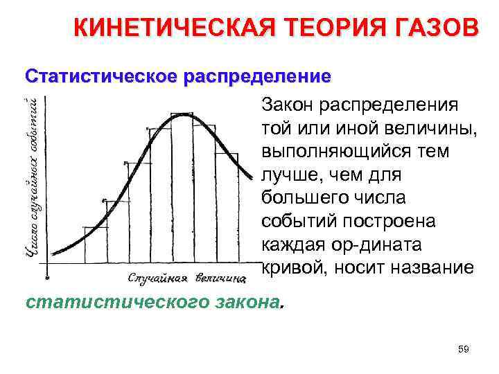 КИНЕТИЧЕСКАЯ ТЕОРИЯ ГАЗОВ Статистическое распределение Закон распределения той или иной величины, выполняющийся тем лучше,
