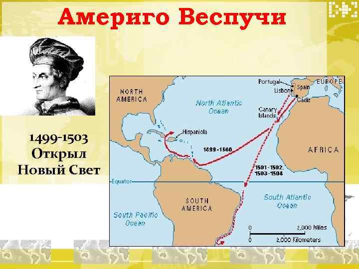 Америго Веспучи 1499 -1503 Открыл Новый Свет 