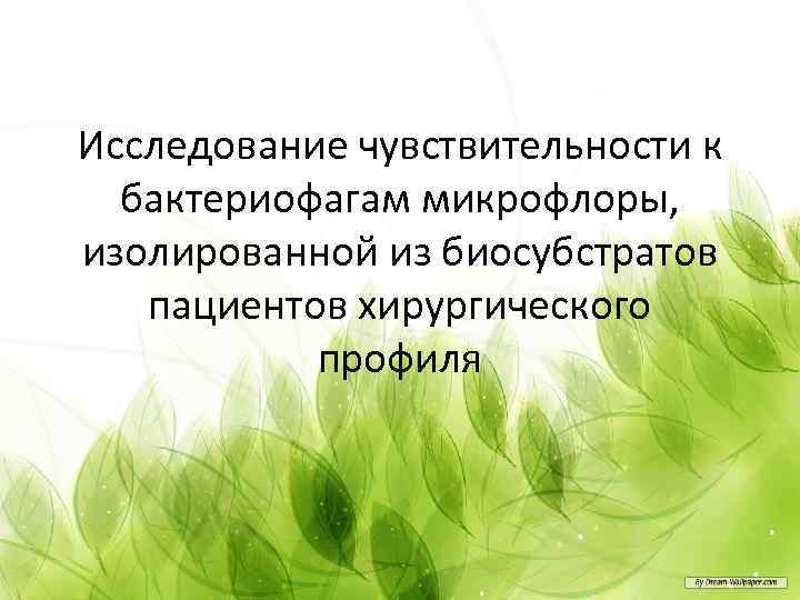 Исследование чувствительности к бактериофагам микрофлоры, изолированной из биосубстратов пациентов хирургического профиля 