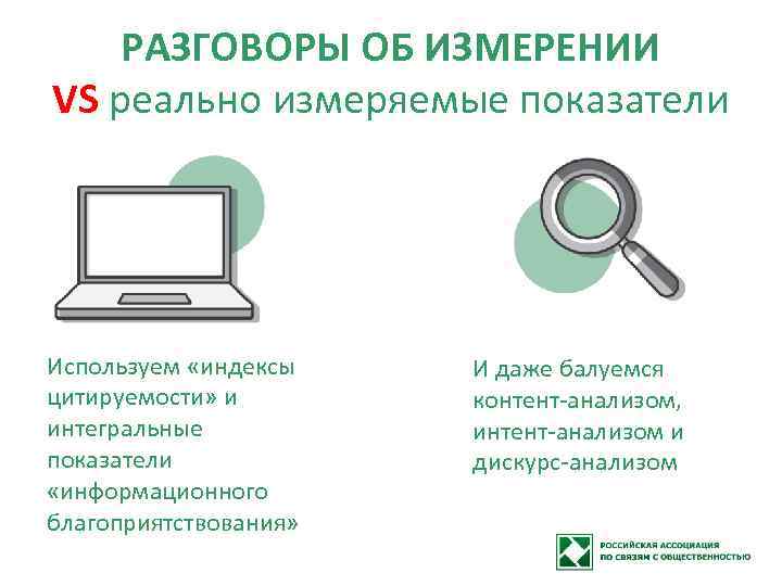 РАЗГОВОРЫ ОБ ИЗМЕРЕНИИ VS реально измеряемые показатели Используем «индексы цитируемости» и интегральные показатели «информационного