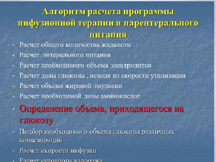 Карта расчета инфузионной терапии и парентерального питания