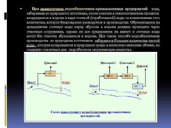  При прямоточном водообеспечении промышленных предприятий вода, забираемая из природного источника, после участия в