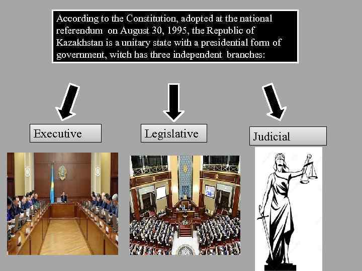According to the Constitution, adopted at the national referendum on August 30, 1995, the