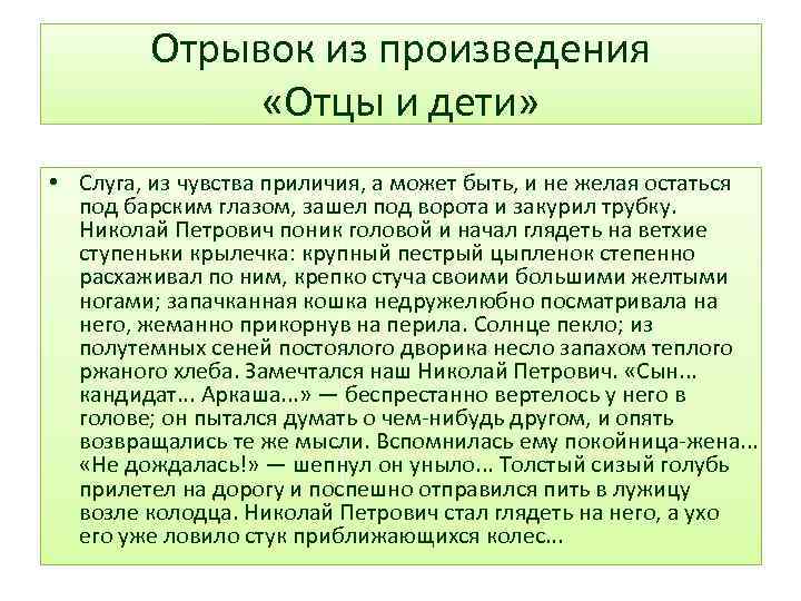 Отцы и дети отрывок