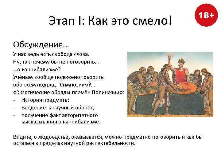 Этап I: Как это смело! Обсуждение… У нас ведь есть свобода слова. Ну, так