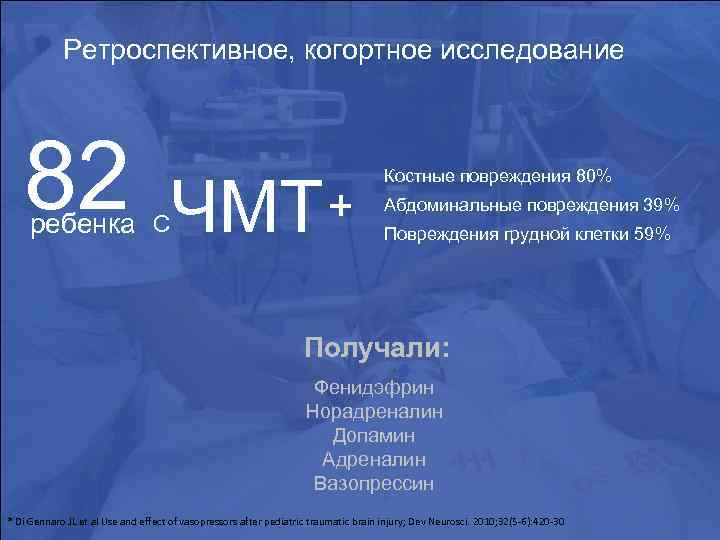 Ретроспективное, когортное исследование 82 ребенка С ЧМТ + Костные повреждения 80% Абдоминальные повреждения 39%