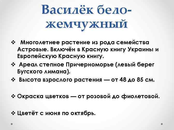 Василёк беложемчужный v Многолетнее растение из рода семейства Астровые. Включён в Красную книгу Украины