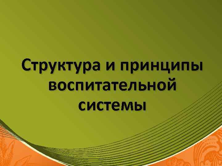 Структура и принципы воспитательной системы 