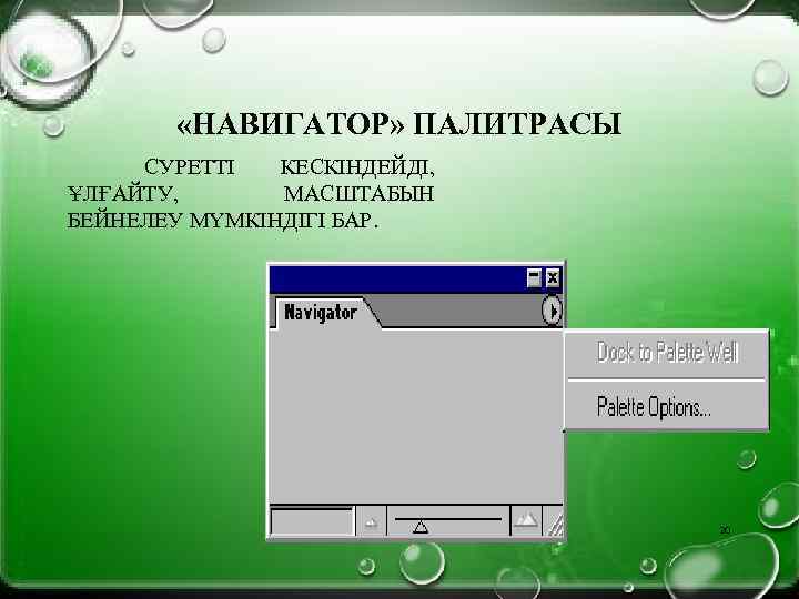  «НАВИГАТОР» ПАЛИТРАСЫ СУРЕТТІ КЕСКІНДЕЙДІ, ҰЛҒАЙТУ, МАСШТАБЫН БЕЙНЕЛЕУ МҮМКІНДІГІ БАР. 20 