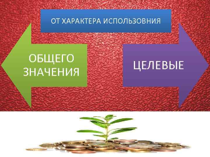 ОТ ХАРАКТЕРА ИСПОЛЬЗОВНИЯ ОБЩЕГО ЗНАЧЕНИЯ ЦЕЛЕВЫЕ 