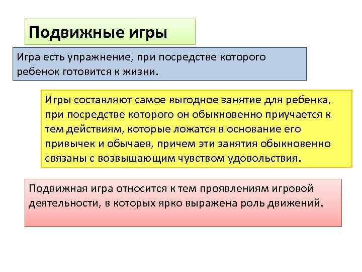 Подвижные игры Игра есть упражнение, при посредстве которого ребенок готовится к жизни. Игры составляют