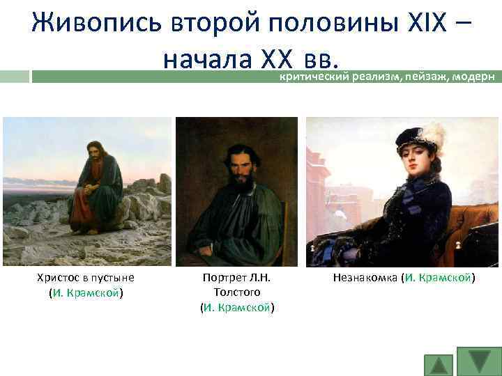 Живопись второй половины XIX – начала XX вв. реализм, пейзаж, модерн критический Христос в