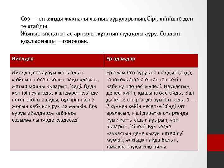 Соз — ең зянды жұқпалы жыныс ауруларының бірі, жіңішке деп те атайды. Жыныстық қатынас