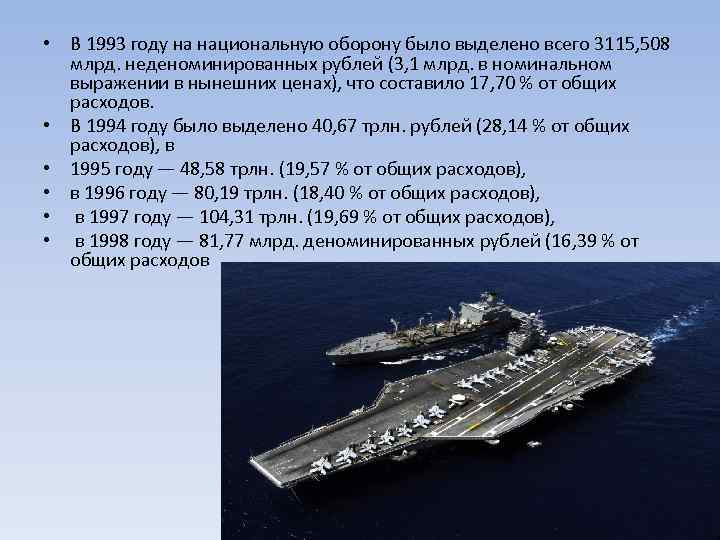  • В 1993 году на национальную оборону было выделено всего 3115, 508 млрд.