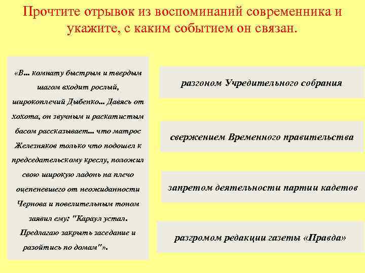 Прочтите отрывок из воспоминаний современника и укажите, с каким событием он связан. «В. .