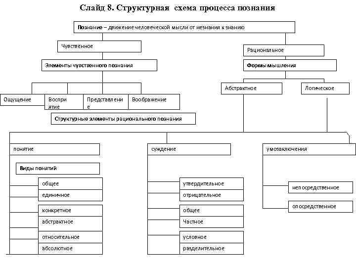 Структура познания в философии схема