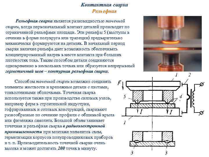 Схема сварки рельефной контактной