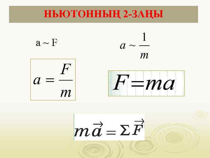 НЬЮТОННЫҢ 2 -ЗАҢЫ a~F 