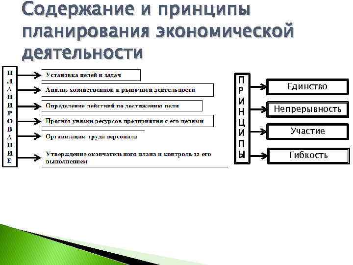 Содержание и принципы планирования экономической деятельности П Р И Н Ц И П Ы