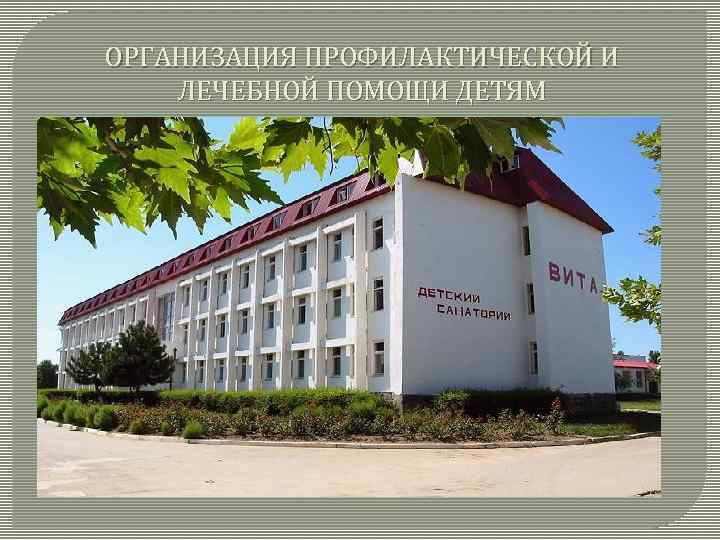 ОРГАНИЗАЦИЯ ПРОФИЛАКТИЧЕСКОЙ И ЛЕЧЕБНОЙ ПОМОЩИ ДЕТЯМ 