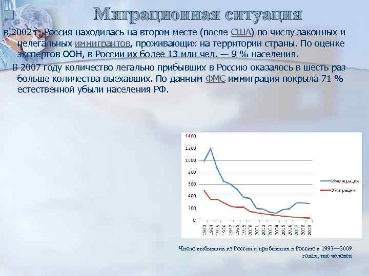 n Миграционная ситуация в 2002 г. Россия находилась на втором месте (после США) по