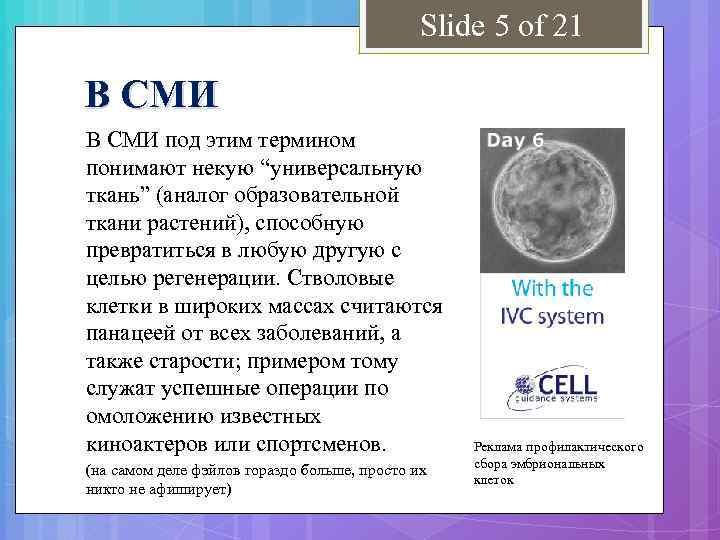 Slide 5 of 21 В СМИ под этим термином понимают некую “универсальную ткань” (аналог