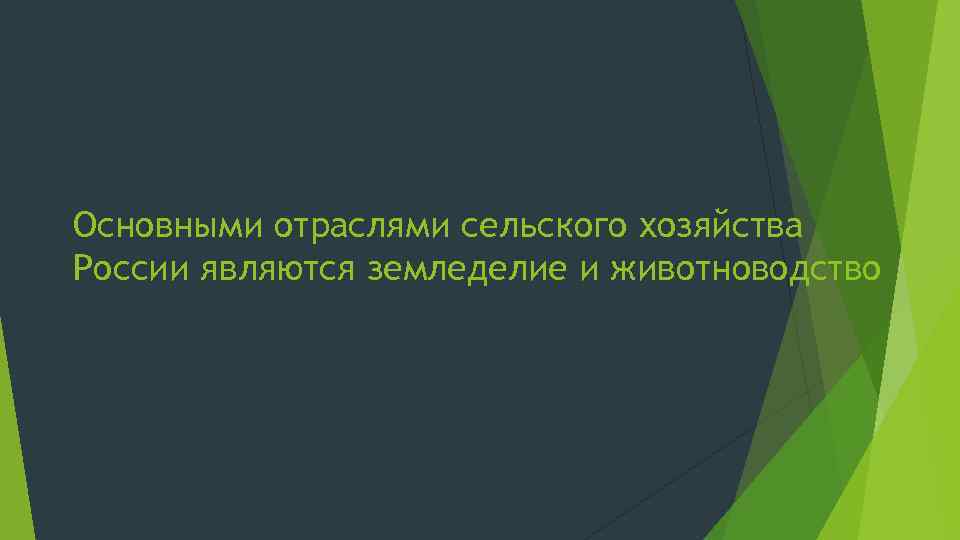 Основными отраслями сельского хозяйства России являются земледелие и животноводство 