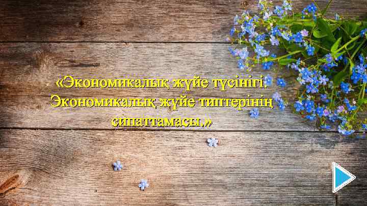  «Экономикалық жүйе түсінігі. Экономикалық жүйе типтерінің сипаттамасы. » 