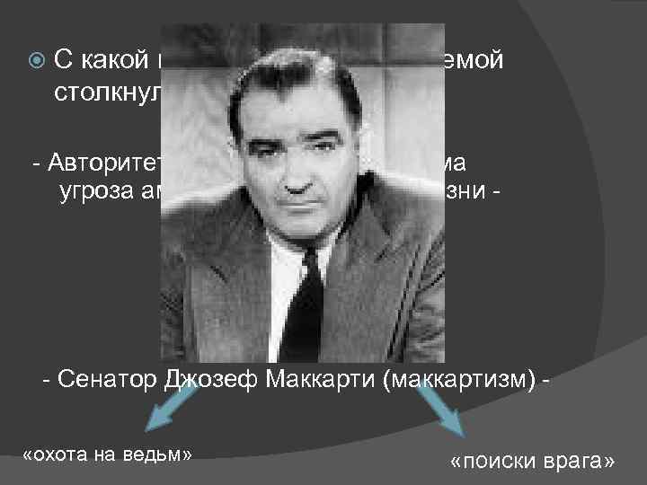  С какой идеологической проблемой столкнулись США? - Авторитет СССР, идеи коммунизма угроза американскому