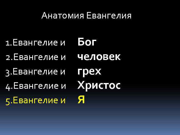 Анатомия Евангелия 1. Евангелие и 2. Евангелие и 3. Евангелие и 4. Евангелие и