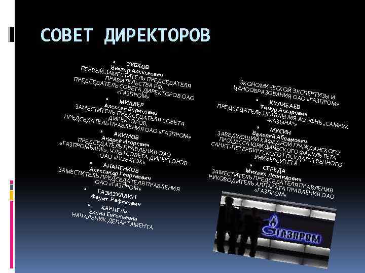 СОВЕТ ДИРЕКТОРОВ З Виктор. УБКОВ Але Й ЗАМЕ СТИТЕЛксеевич ПРА Ь П ПРЕДС ЕДАТЕЛ