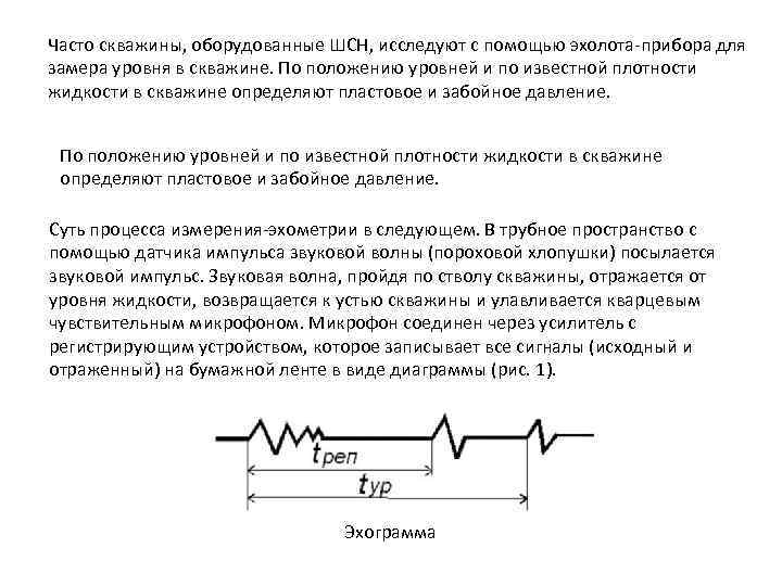 Часто скважины, оборудованные ШСН, исследуют с помощью эхолота-прибора для замера уровня в скважине. По