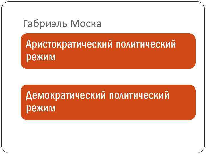 Габриэль Моска Аристократический политический режим Демократический политический режим 