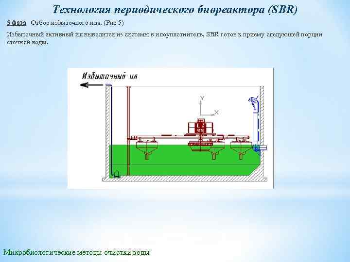 Технология периодического биореактора (SBR) 5 фаза Отбор избыточного ила. (Рис 5) Избыточный активный ил