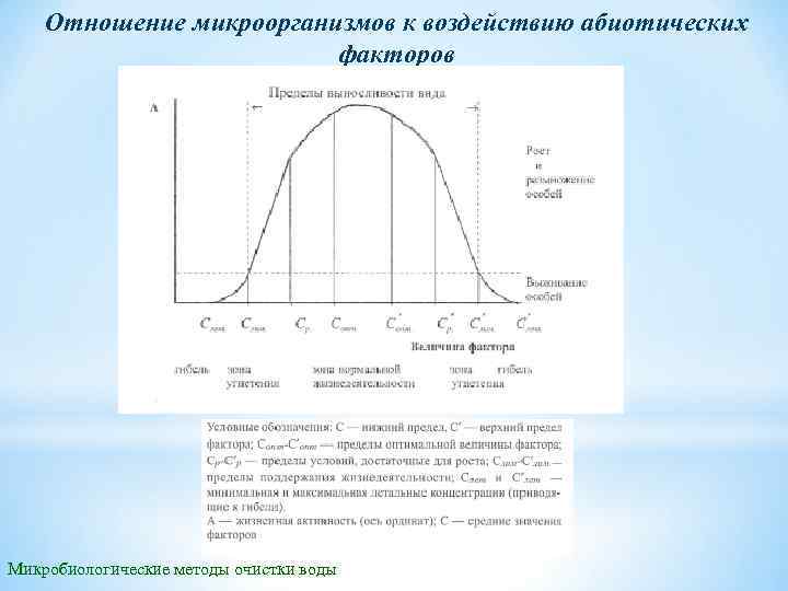 Отношение микроорганизмов к воздействию абиотических факторов Микробиологические методы очистки воды 